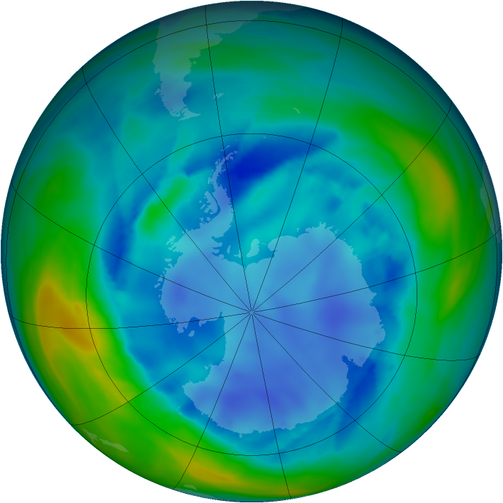 Antarctic ozone map for 15 August 2006